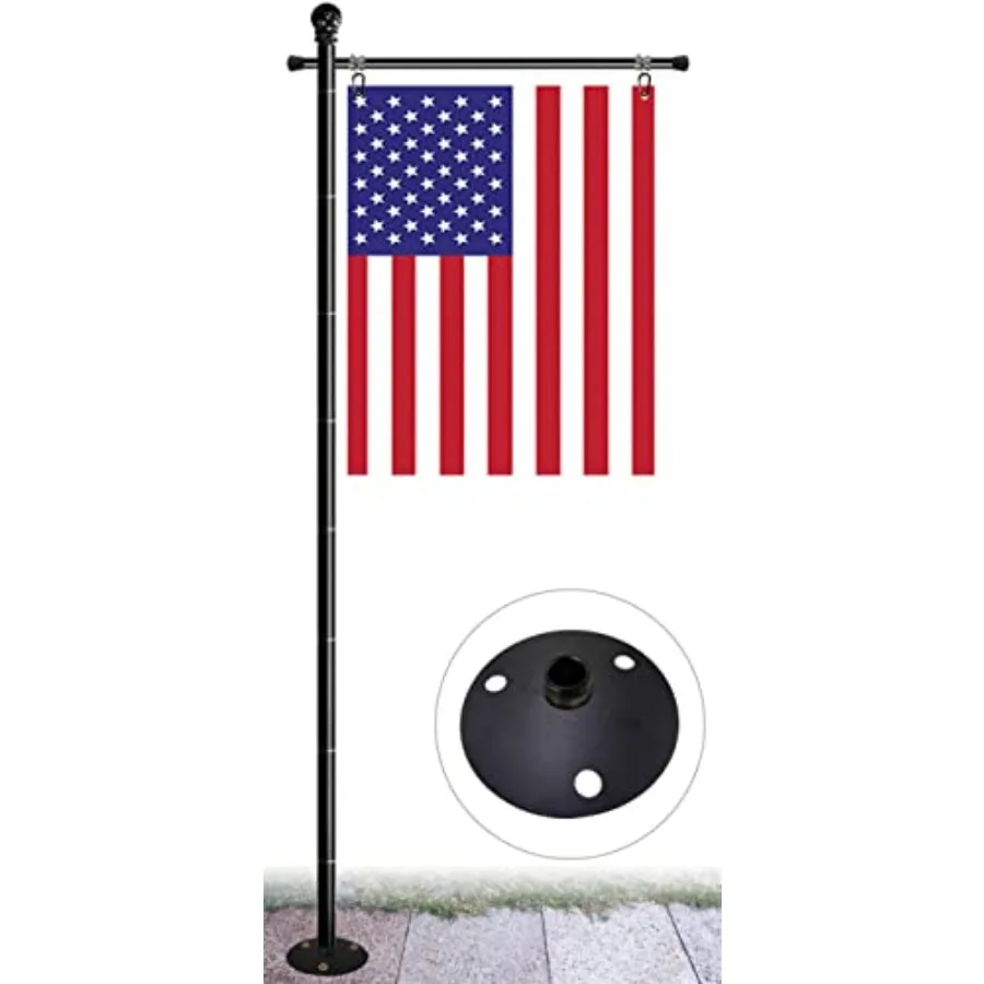 

Garden Flag Stand Pole American Flags, Adjustable Flagpole with Hard Ground Base for Outdoor Yard, Black