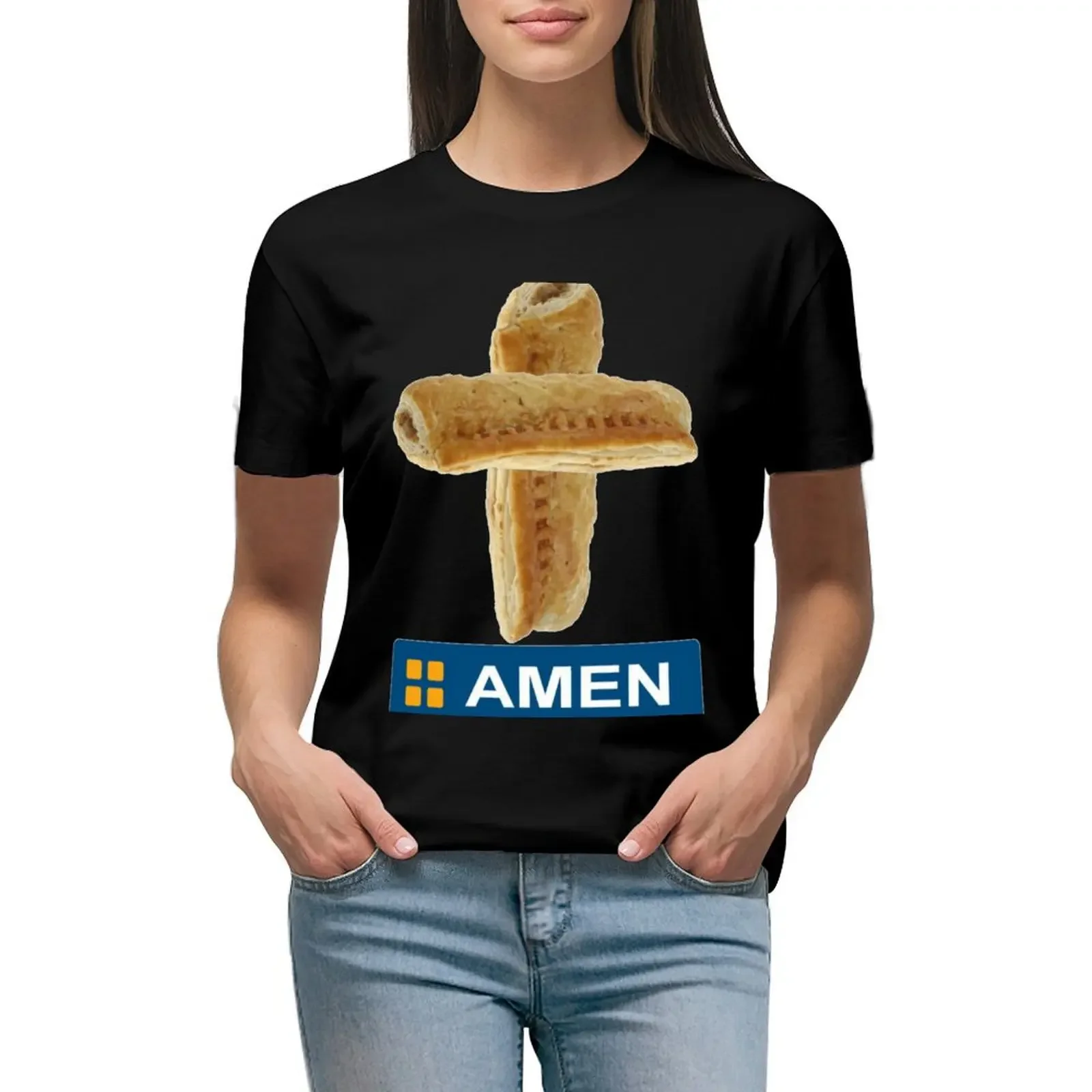 

AMEN Greggs Style Sausage Rolls T Shirt T-Shirt vintage summer clothes summer tops heavyweights t-shirts for Women graphic tees