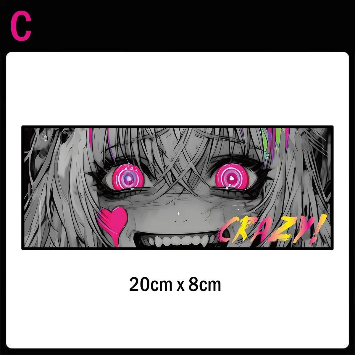 1PC 20cm Neon Anime Girl Eyes Graphic Waterproof Vinyl Sticker For Car Window Laptop Motorcycle Helmet Decor view 5