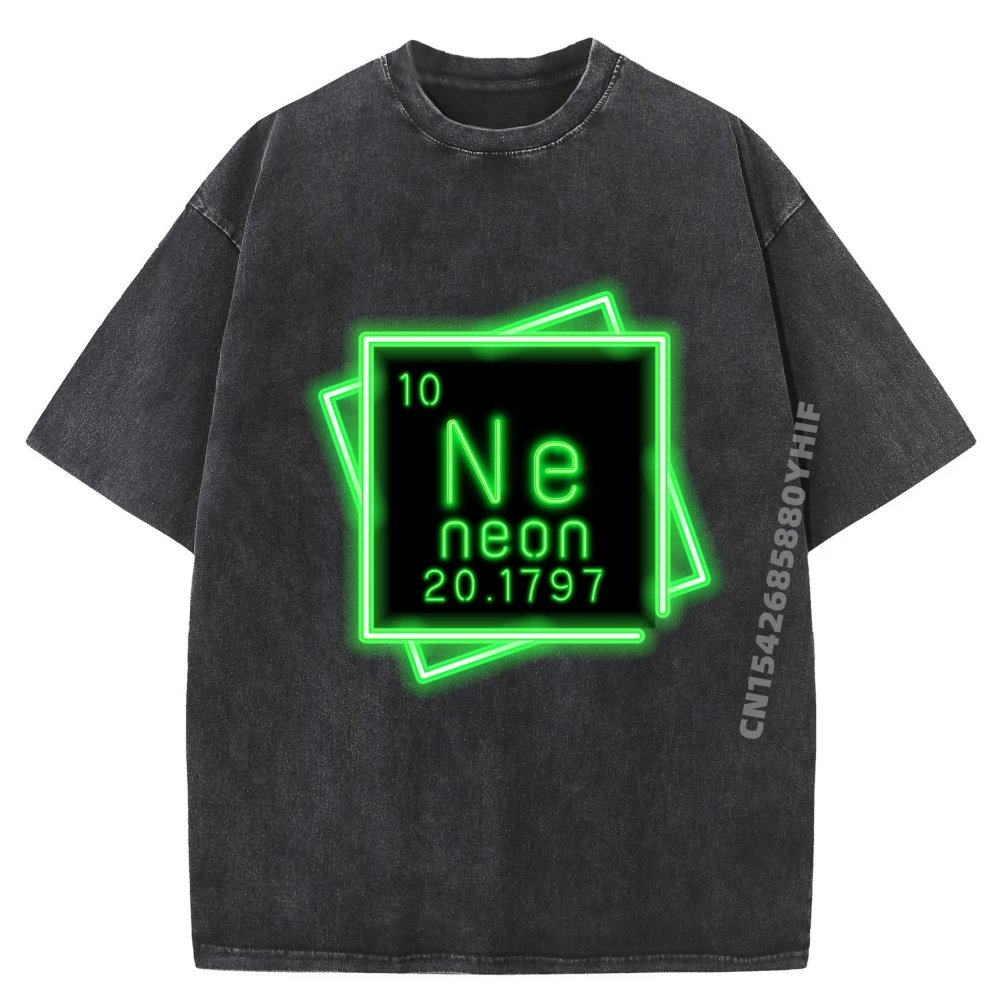 

Neon Element Chemistry Periodic Table Science Nerd Men Graphic Tees Mens Clothes Leisure Washed Shirt Group