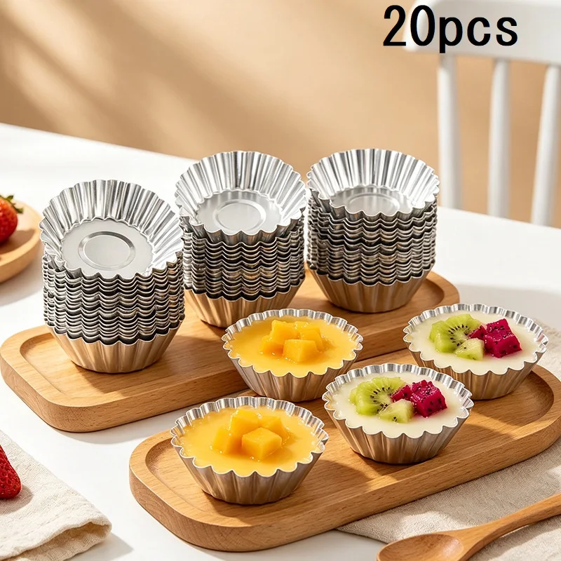 20pcs Egg Tart Mold Good Thermal Conductivity Light And Durable Easy To Demould for Baking Mini Tarts Pies Cupcakes Muffin