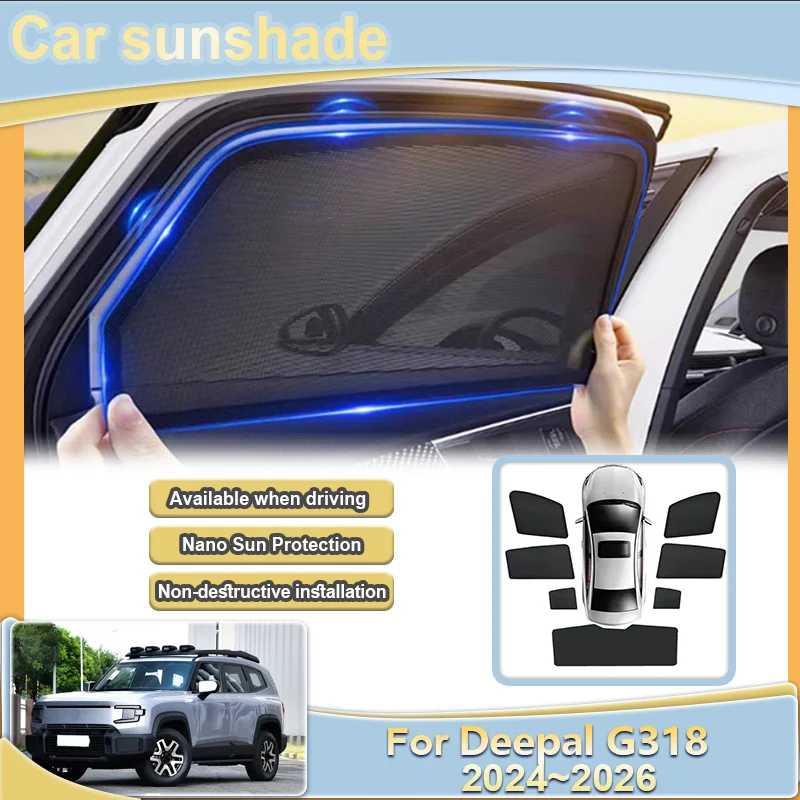 

For Deepal G318 2024 2025 2026 Car Mesh Sun Visor Sunscreen Sunshade Privacy Curtains Anti-UV Windshield Cover Car Accessories