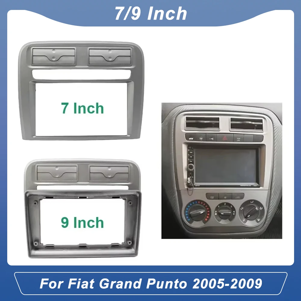 7/9 Inch Double 2 Din Car Radio Fascia Fit for Fiat Grand Punto 2005-2009 Dash Mounting Installation Trim Frame Stereo Kit