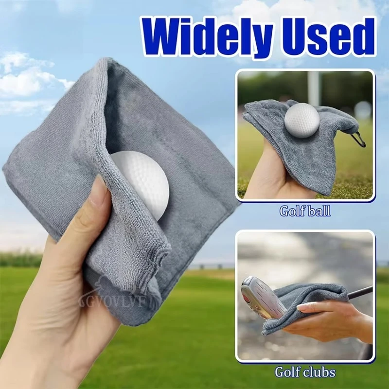 3pcs Golf Ball Towel with Snap Hook,Microfiber Amphibian Wet Dry,for Golf Bag Course Exercise Gym,Golf Ball Cleaner Accessories - view 3