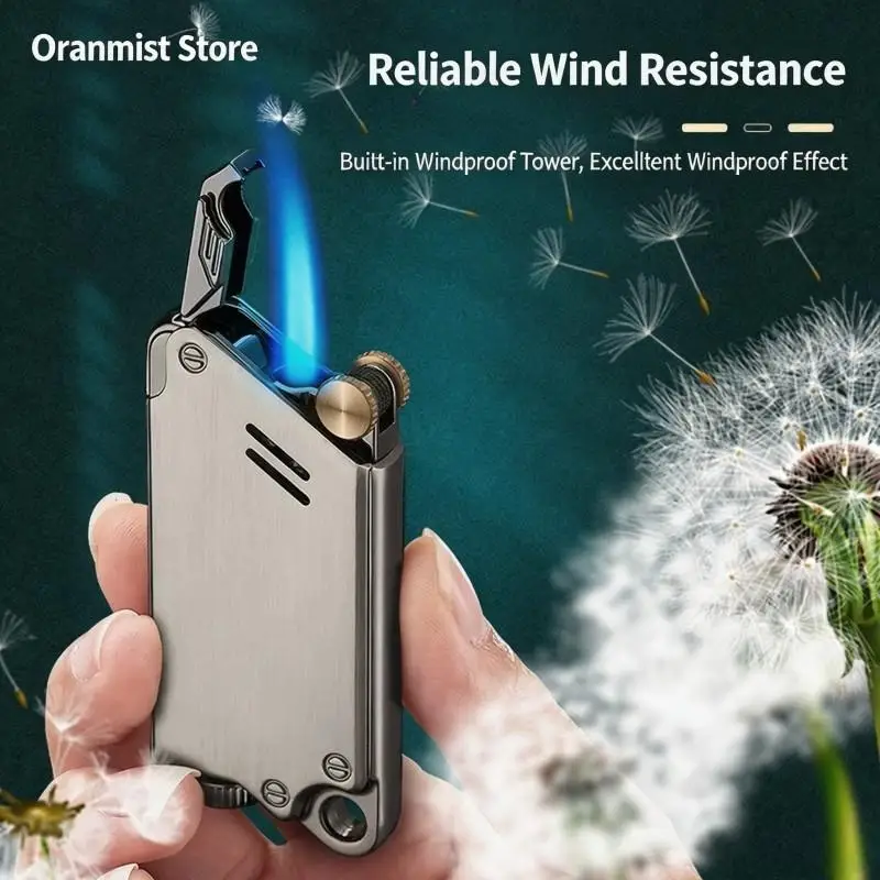 Jet-Taschenfeuerzeug mit einzigartigem mechanischem Design, wind- und wasserdicht, nachfüllbar, Butan-Zigarettenanzünder, Geschenk für Männer