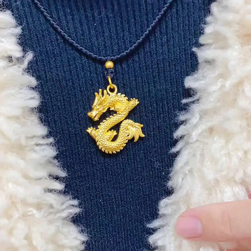 

Pure 24K Yellow Gold Pendant Women 999 Gold Dragon Necklace Pendant 1.9g