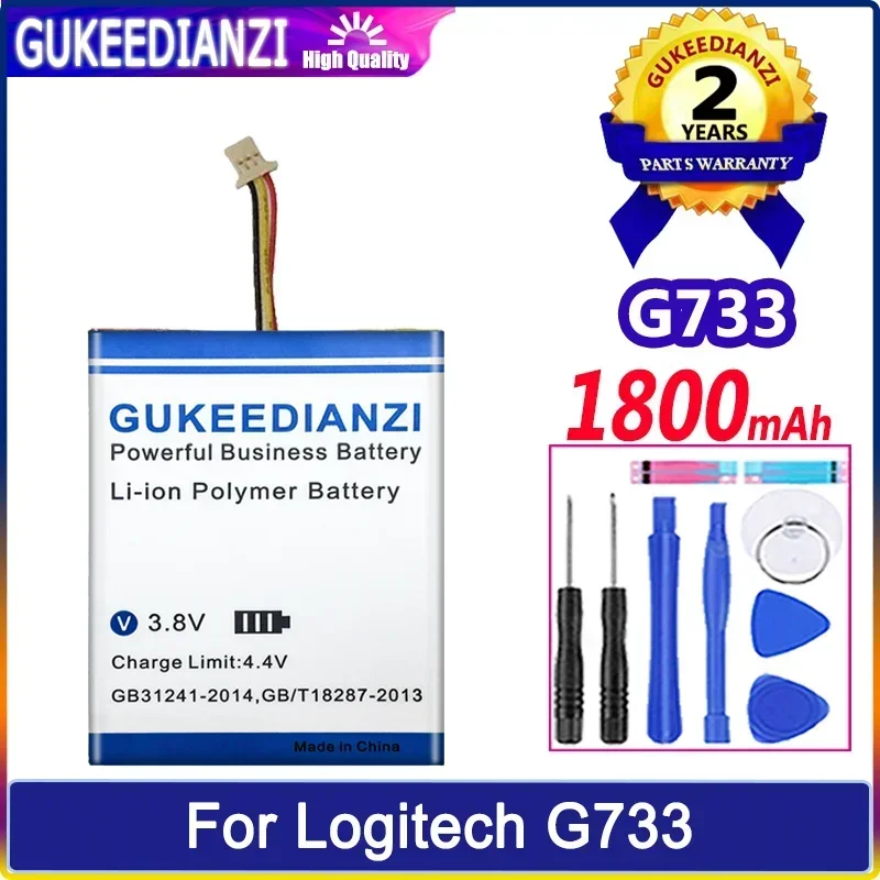 GUKEEDIANZI Battery 1800mAh For Logitech G733 LightSpeed 3 Wire Plug Batteries