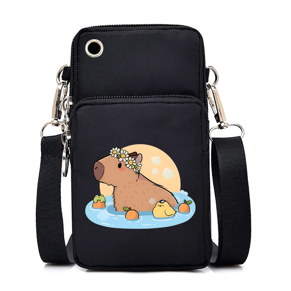 Nowa zabawna torba na telefon komórkowy Capybara damska Mini torba kurierska śliczne Anime kapibara mała torebka typu Crossbody wisząca szyja moneta