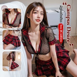 Schoolgirl Costumes Sexy Role Play Uniform Erotic Costume Naughty Lingerie Plaid Night Halloween Women Roleplay Sex Cosplay