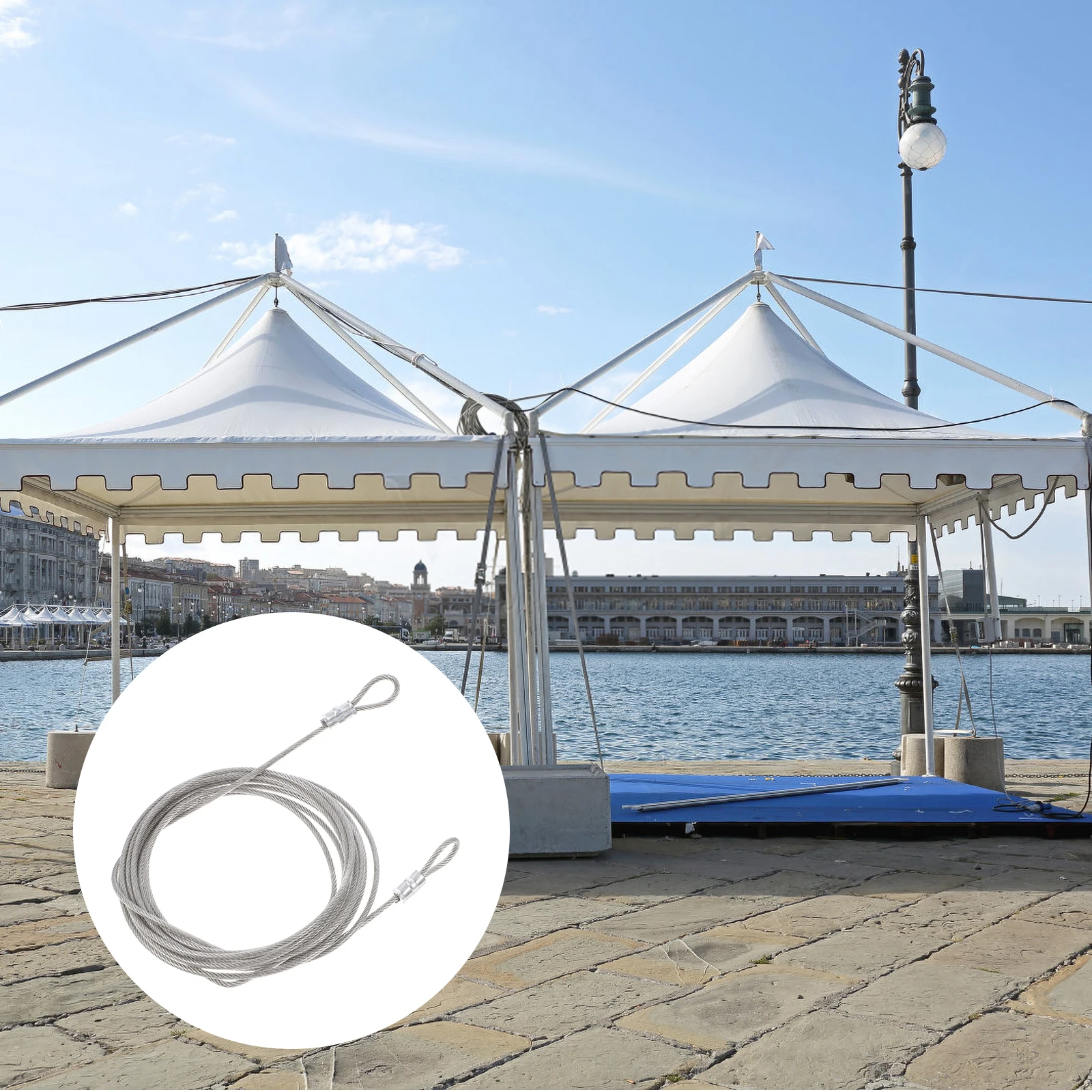 

3 Pcs Wire Rope Accessories Stainless Cable Metal Wires Shade Sail Silver Deck Railing