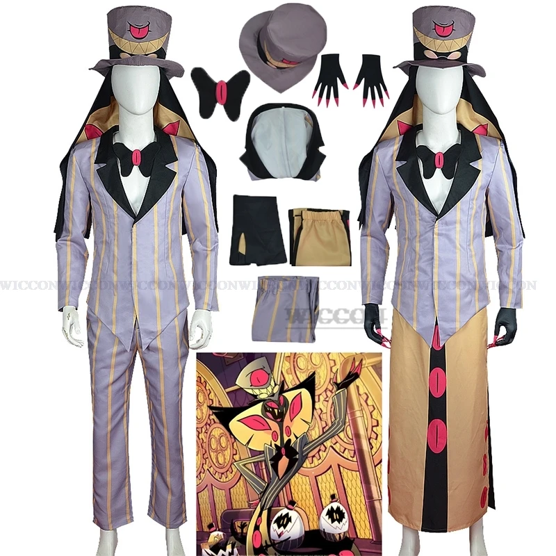 

Hazbin Sir Pentious Cosplay Costume Hat Hotel Suit Snake Anime Uniforms Clothes Demon Cosplay Tooth Halloween Party Mens Outfit