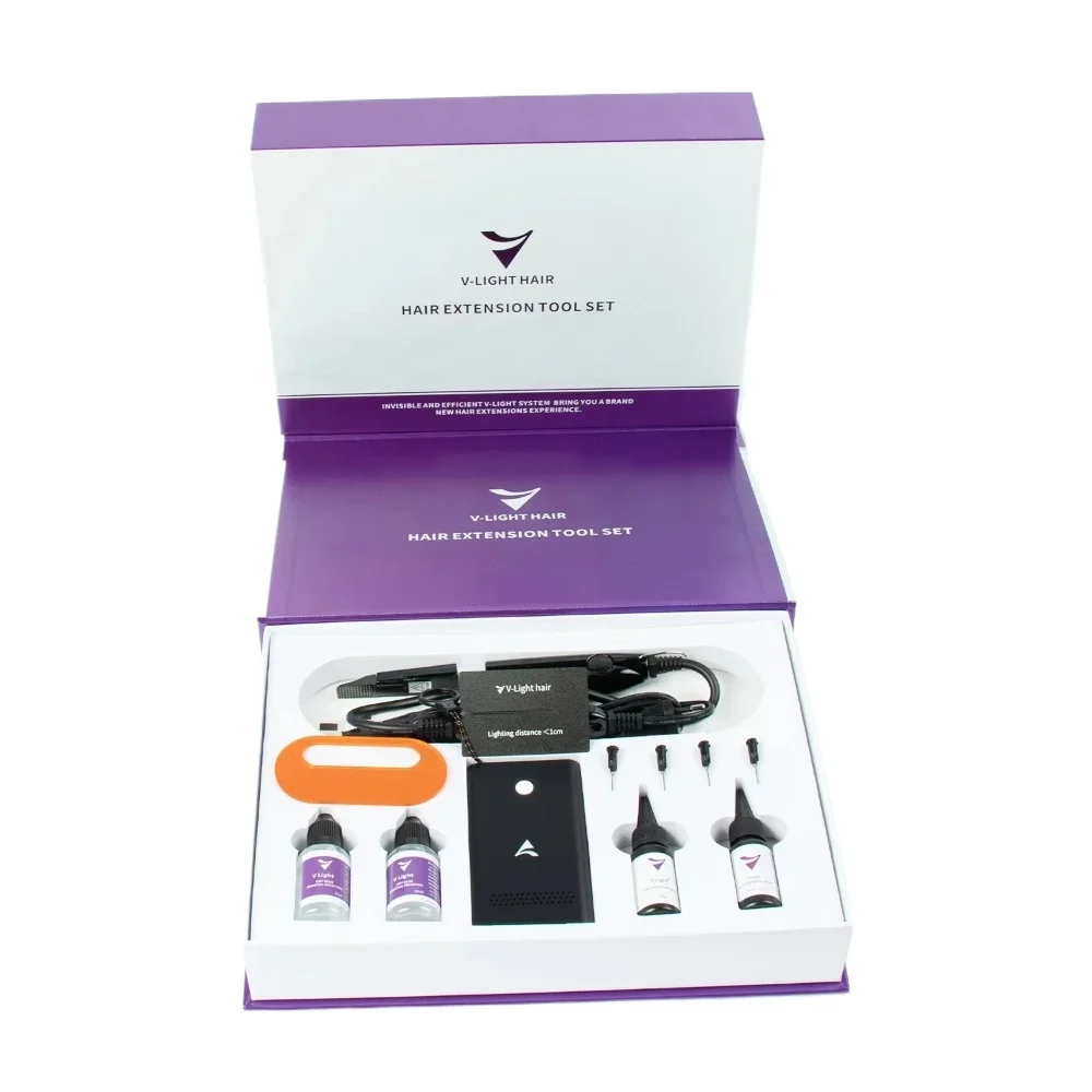 Wholesale latest UV light system Hair Extension Tools set led 12 v light new Uv light resin removal hair extension machine kit