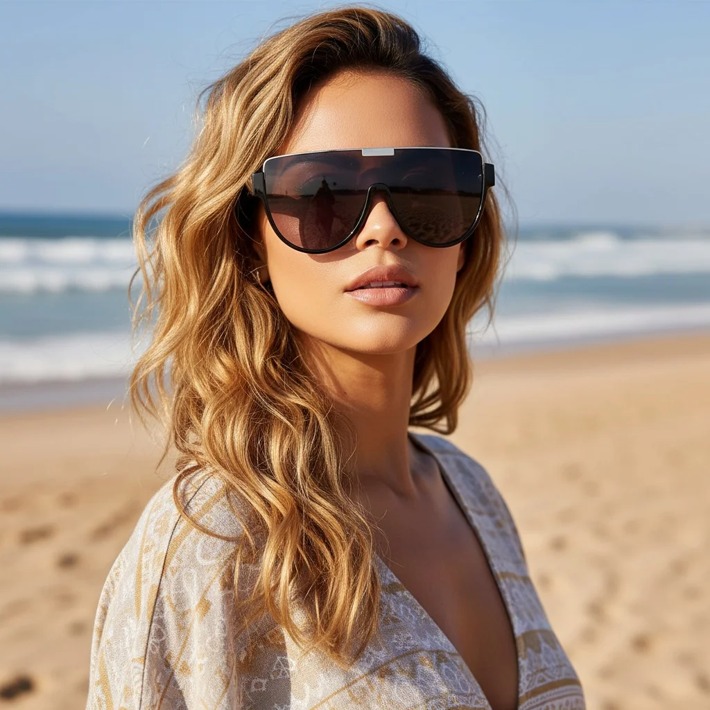 Vintage halbrunde Sonnenbrille Damenmode Monoblock Outdoor Goggle Shades Ins Trending 2026 Neues Design UV400 Brillen 86395