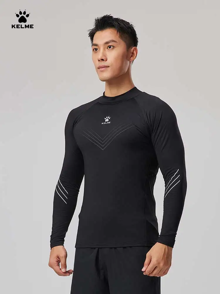 Kelme abbigliamento Fitness da uomo con collo medio autunno e inverno indumento a compressione caldo imbottito palestra sport top a maniche lunghe