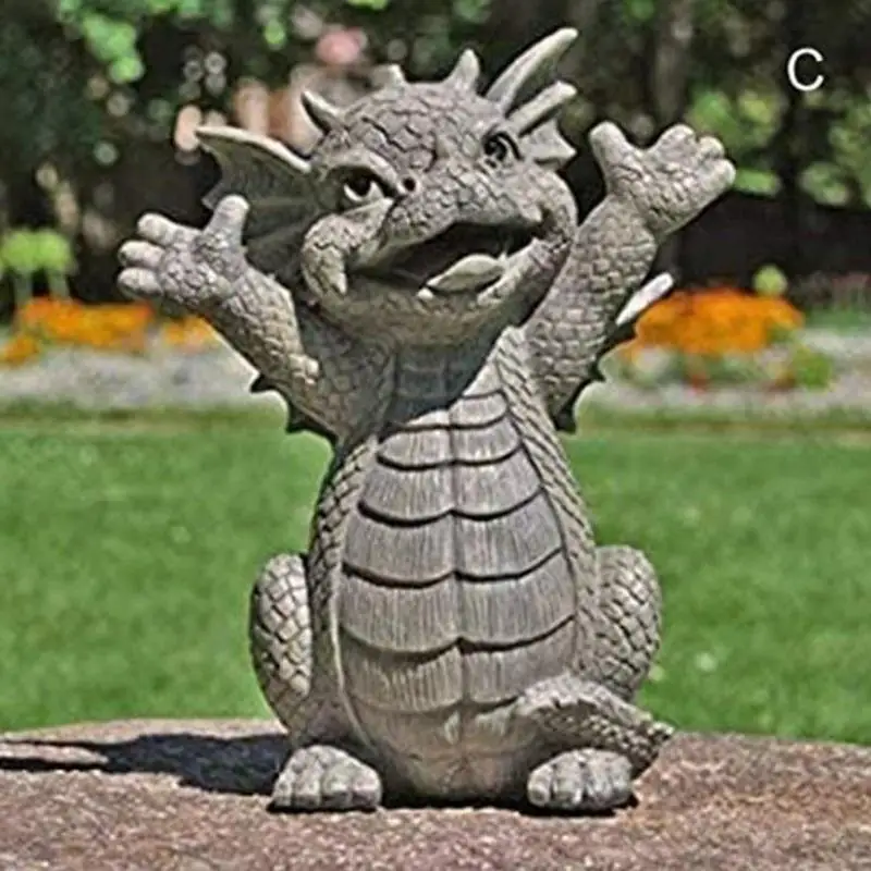 2026 Dragon Meditation Statue Led Lighting Resin Ornament Dinosaur Shape Sculpture Outdoor Yard Decoration Garden Statue