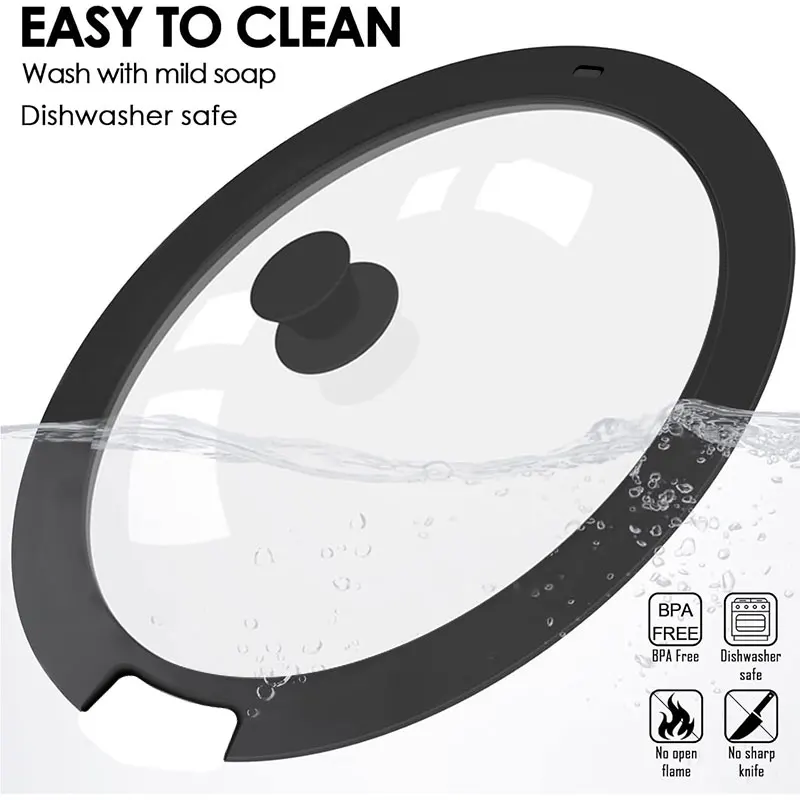 الغذاء الصف سيليكون استبدال غطاء مقلاة العالمي الزجاج المقسى غطاء وعاء ل 18/20/26 سنتيمتر المقالي الأواني مقالي غطاء تجهيزات المطابخ #4