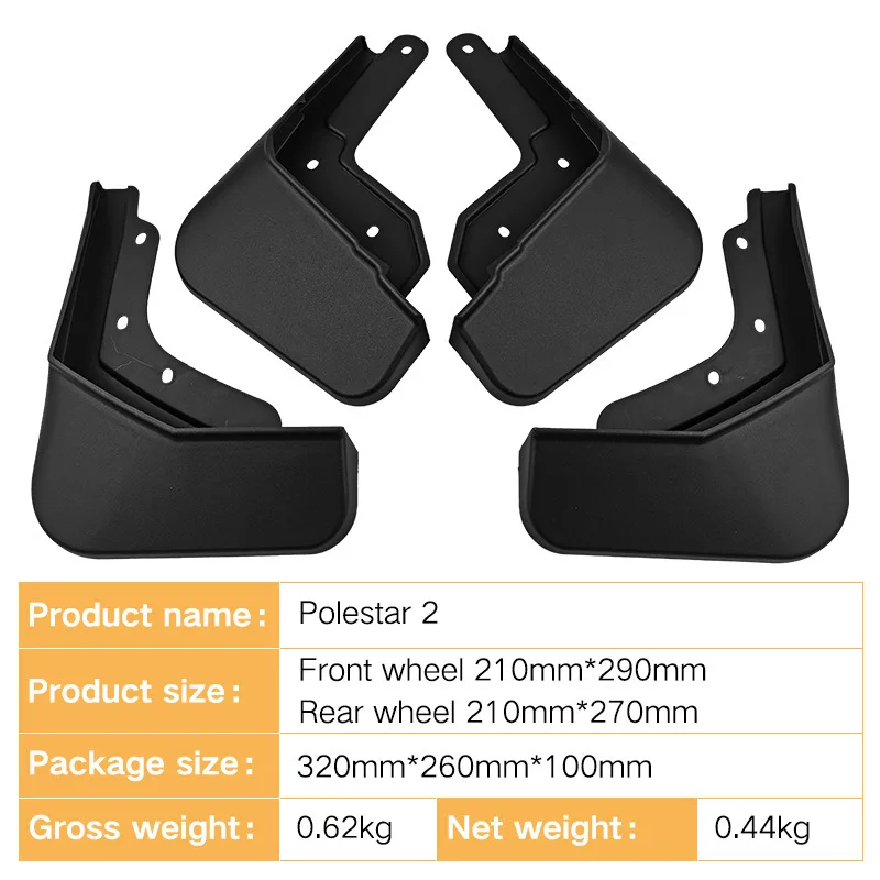 FOR Polestar 2 Car Molded Mud Flaps Splash Guards Mudguards Front Rear Styling Front Rear Car Accessories Auto Parts