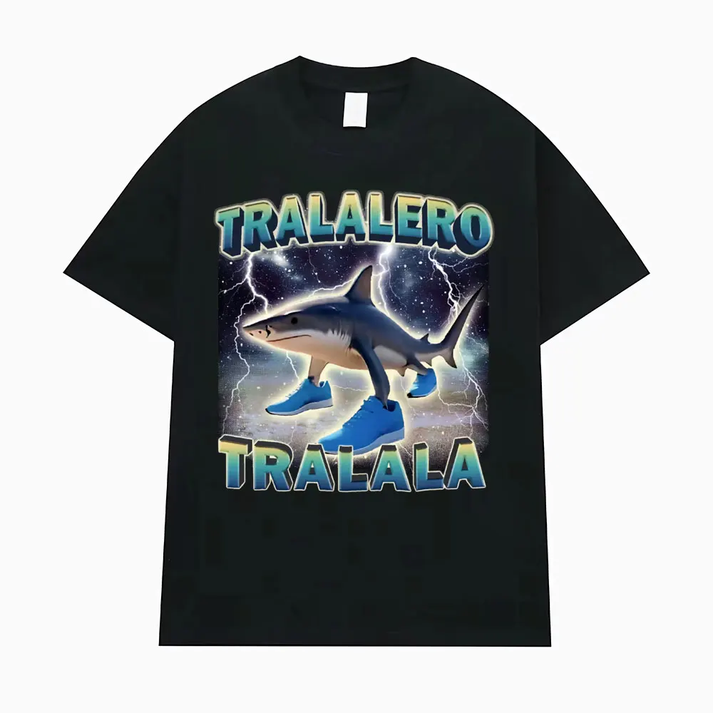 

Tralalero Tralala Funny Shark Meme T-shirt Gifts Men Women's Fashion Gothic Vintage T-shirts Male Casual Humor Oversized T Shirt