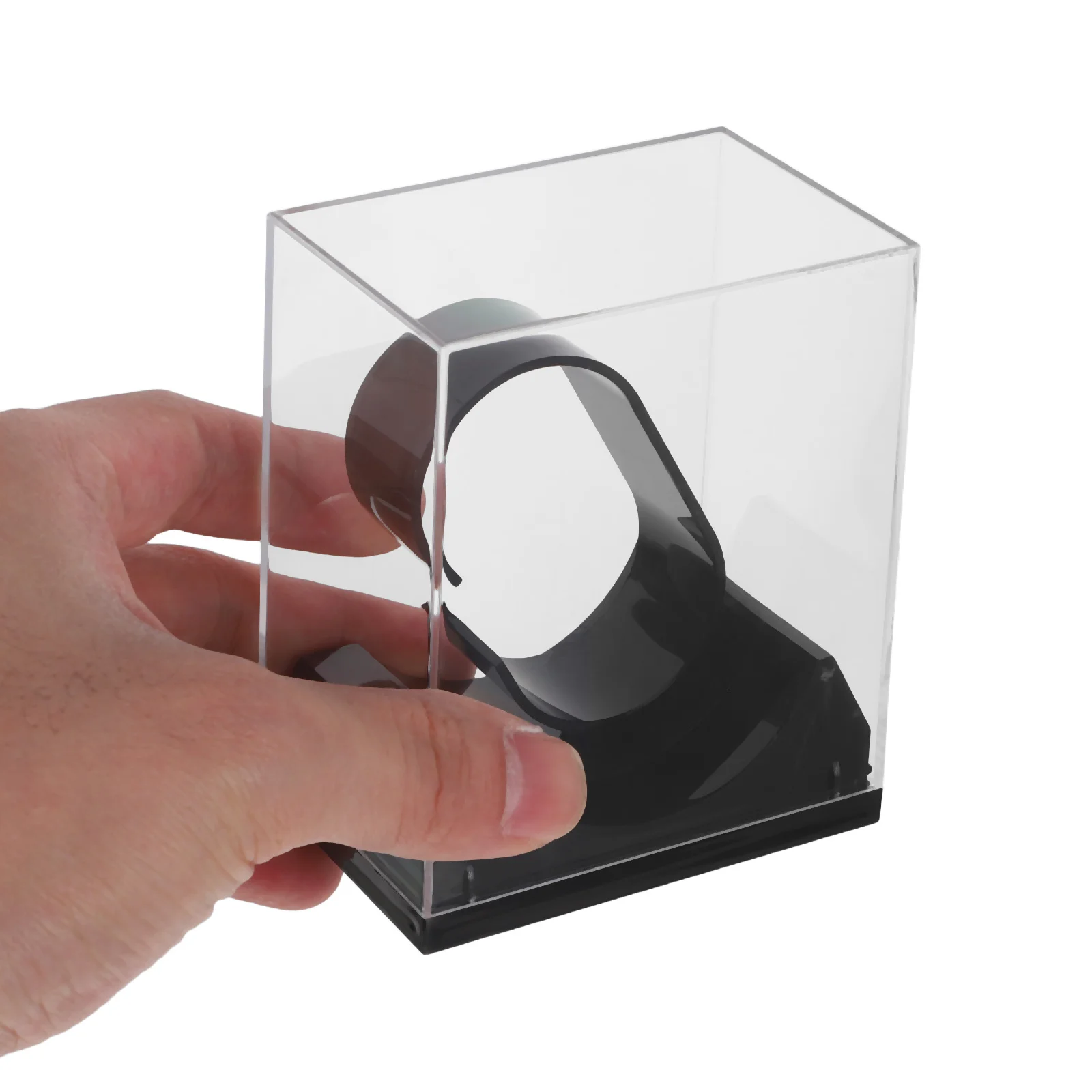 

4Pcs Clear Watch Container Premium Plastic Single Watch Case for Travel Home Display Bangle Holder Stand Quick Access Protective
