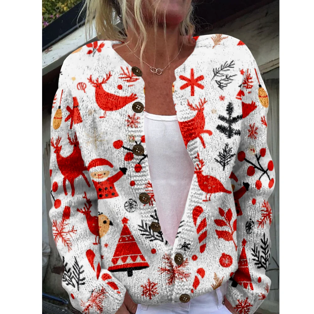 

Осень-зима вязаный рождественский кардиган свитер уличная одежда женские свитера вязаный топ повседневные крутые джемперы модные