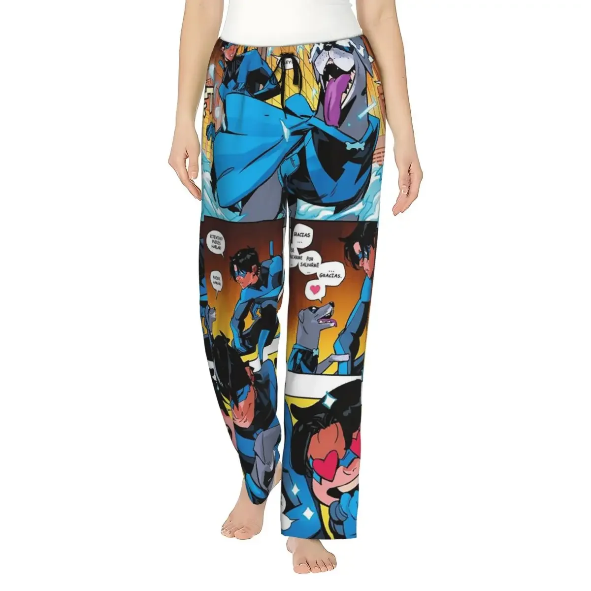 

Custom Nightwing And Bitewing Women Pajama Pants Lounge Sleep Sleepwear Bottoms with Pockets