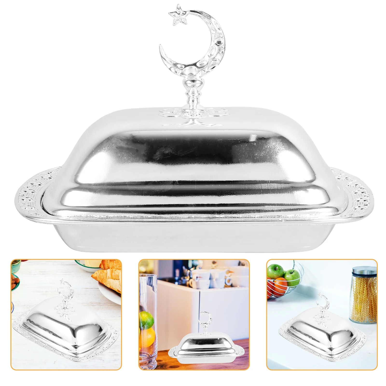 

Vintage European Style Retro Iron Butter Dish Lid Elegant Kitchen Holder Storage Tray for Home Party Banquet Restaurant Reusable