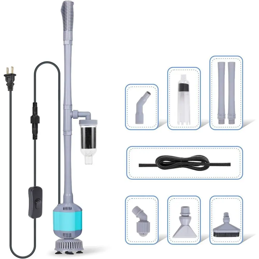 

360GPH Electric Aquarium Gravel Cleaner, 5 in 1 Automatic Fish Tank Cleaning Tool Set Vacuum Water Changer Sand Washer Adjustabl
