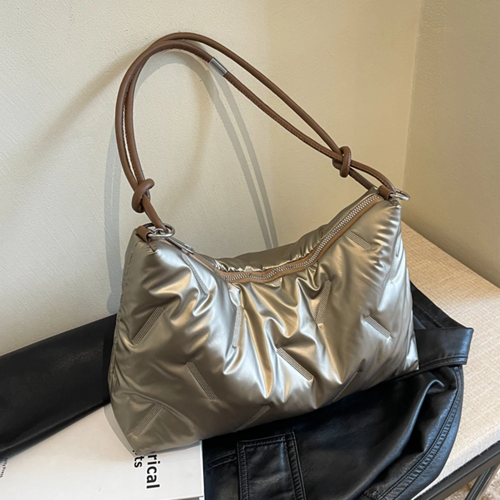 Women Puffy Hobo Bag Fashion Padded Shoulder Bag Large Capacity Puffer Satchel Bag Casual Winter Commuting Bag