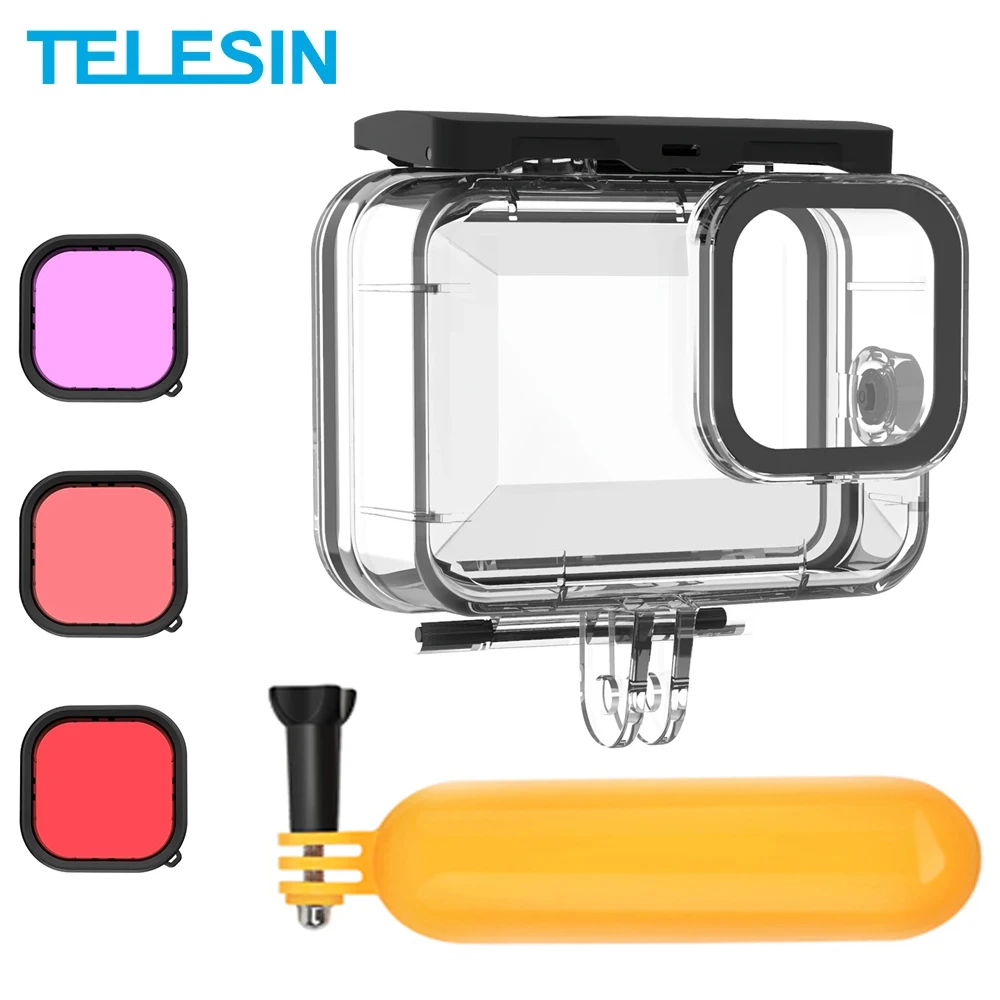 TELESIN 50M Waterproof Case Underwater Tempered Glass Diving Housing Cover Lens Filter for GoPro Hero 13 12 11 10 9 Black Camera