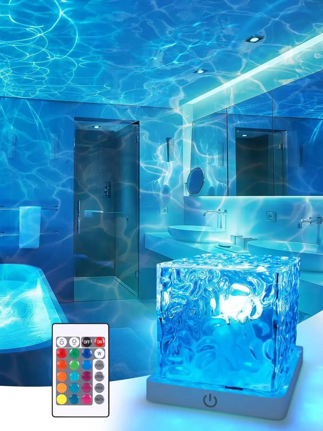 Ozeanwellen-Dynamischer Wasserwellen-LED-Projektor, 16-Farben RGB Fernbedienung Ozeanwellen-Nachtlicht für Schlafzimmer Party Dekoration