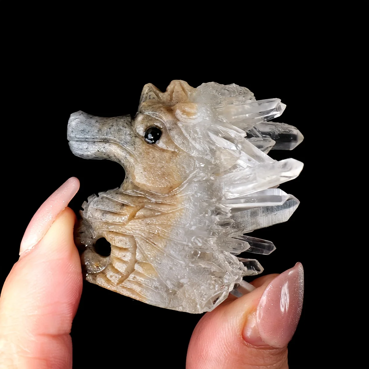 

1pc Crystal Cluster Carved Seahorse Statue, a Crafted Piece Made from Crystal Stone, Suitable for Home Decoration or As a Gift