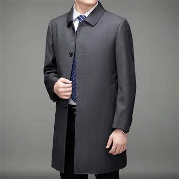2025 spring Long style coat Men Business male Trench Coat Men's Casual Windbreakers Male Good Quality Jackets men size M-4XL 2