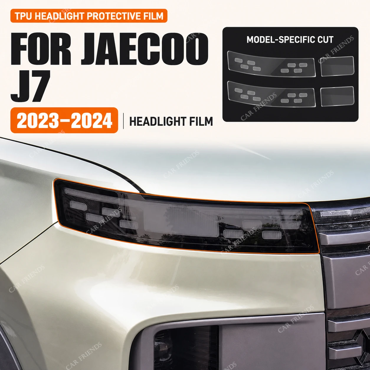 Auto TPU Scheinwerferschutzfolie Frontlicht Kratzfeste Scheinwerfertönung für CHERY JAECOO J7 2023-2024 Zubehör