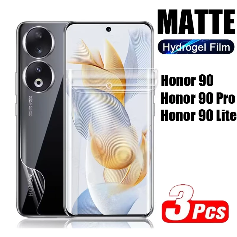 

3 шт. матовая Гидрогелевая пленка для Honor 90 Pro, Защита экрана для Honor 90 Smart Lite, Защитная пленка для передней и задней панели