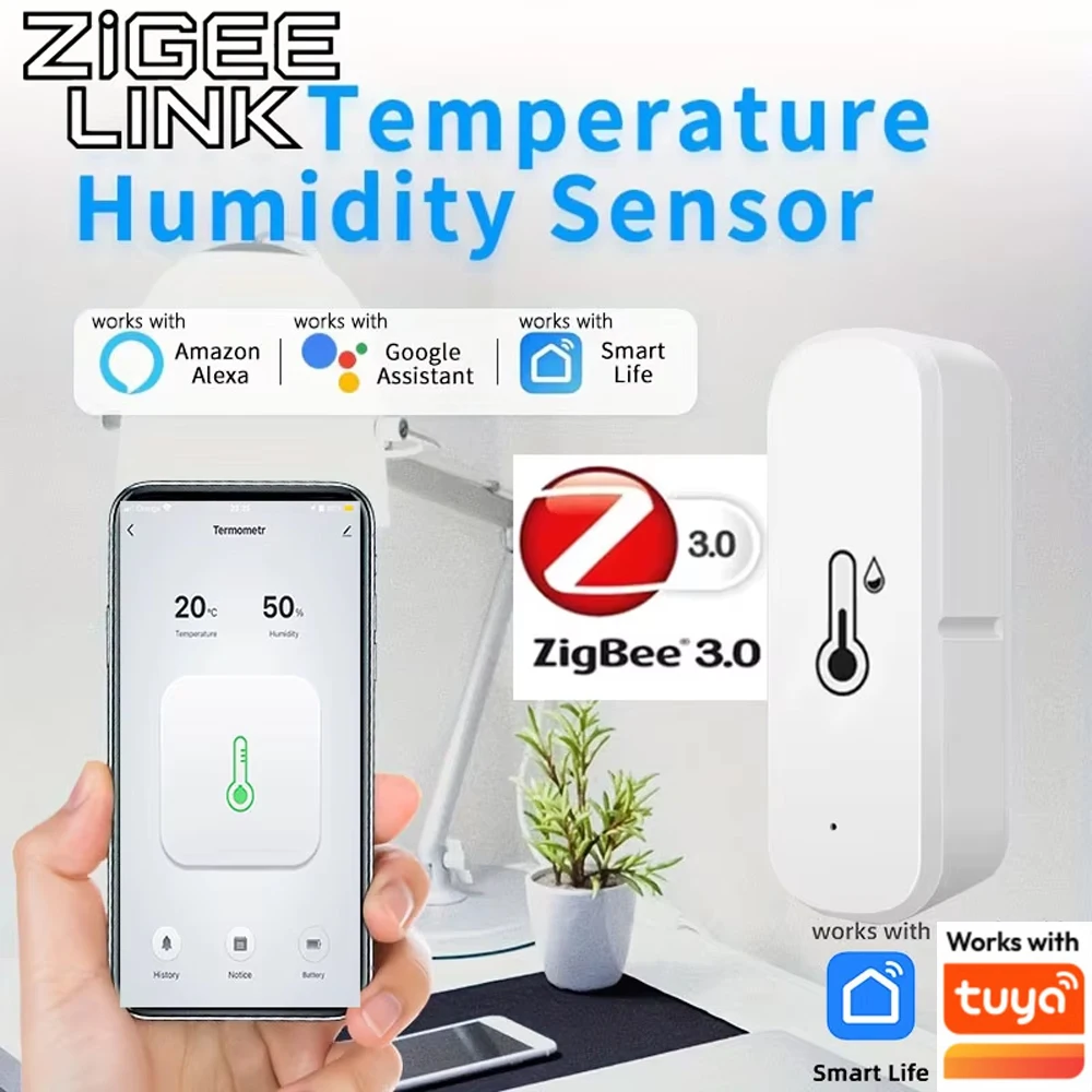 Kompatibel mit Tuya Smart Indoor Climate Monitor Zigbee 3.0/WiFi App-Benachrichtigungen Temperatur- und Feuchtigkeitssensor Smart Home Alexa Google Home