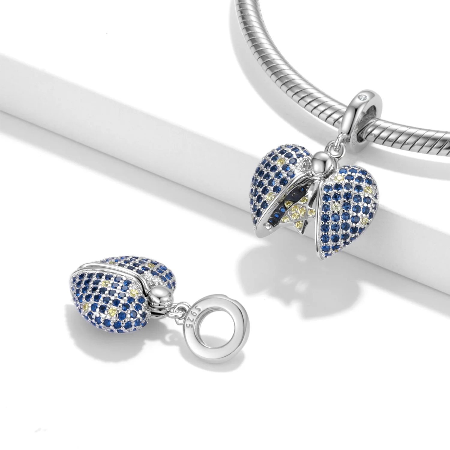 

Blue Star Love Lock Series Beads Sterling Silver Pendant Bracelet Accessories Pendant