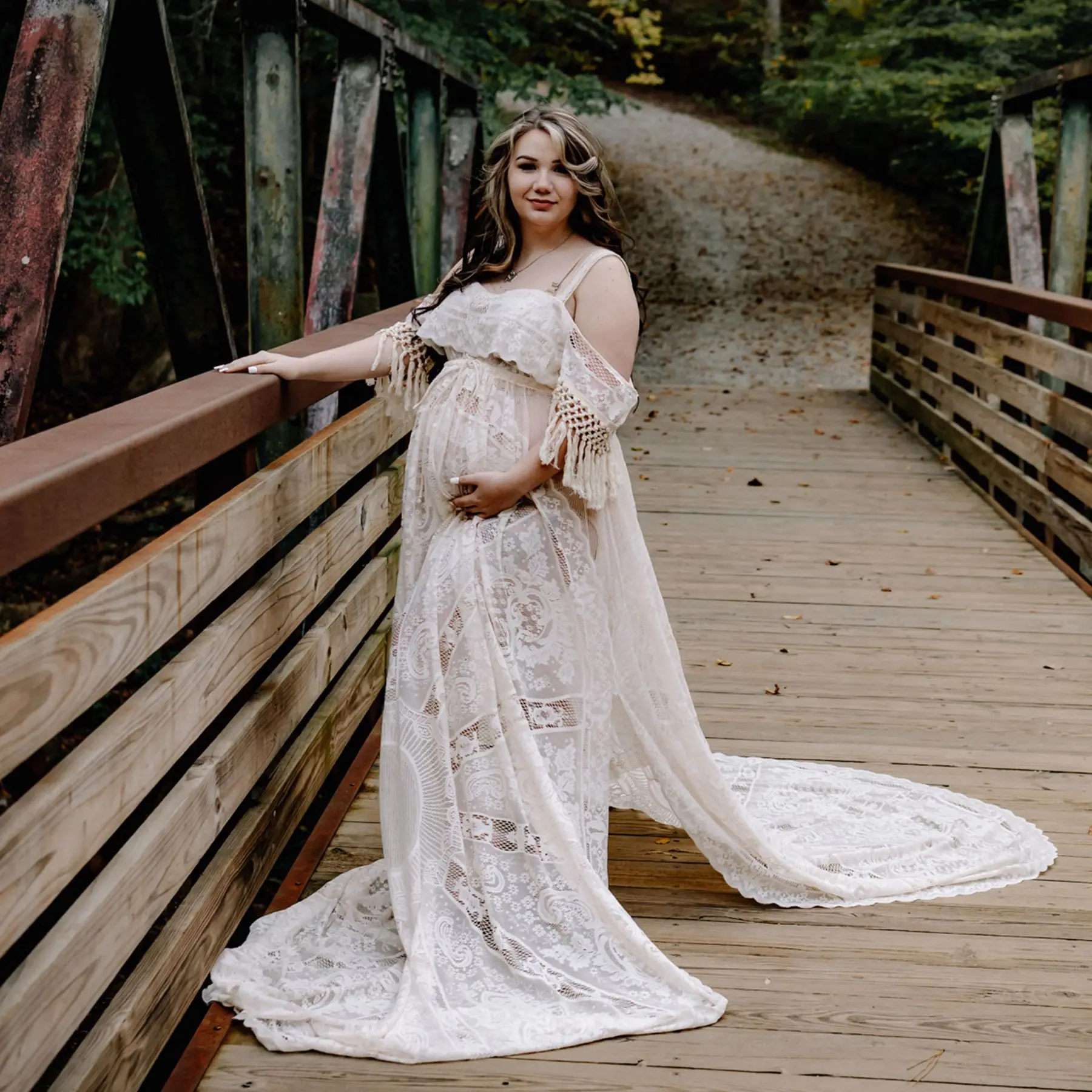 

Lace Slip Gown Maternity Photography Dresses Robe Pregnant Photo Shooting Dress Evening Party Prom Women Couture Baby Shower