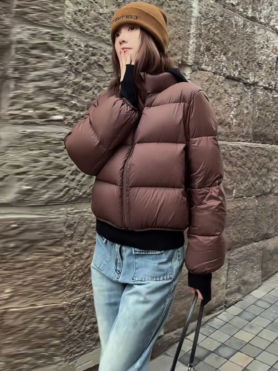 

2023 New Autumn/Winter Women's Cotton Coat Short Solid Long Sleeve Thickened Zipper Jacket Casual Versatile Fashion Warm Top