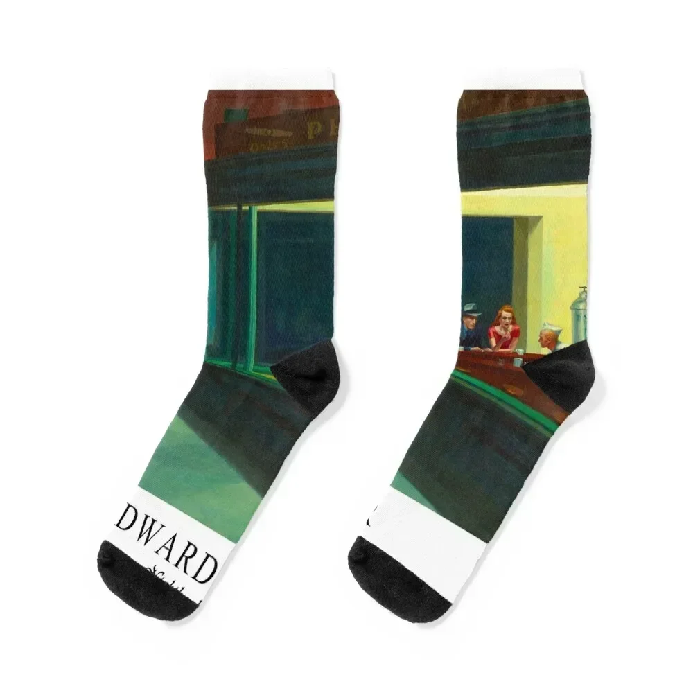 

Edward Hopper Nighthawks (1942). Exhibition Poster Socks floral short Socks For Women Men's