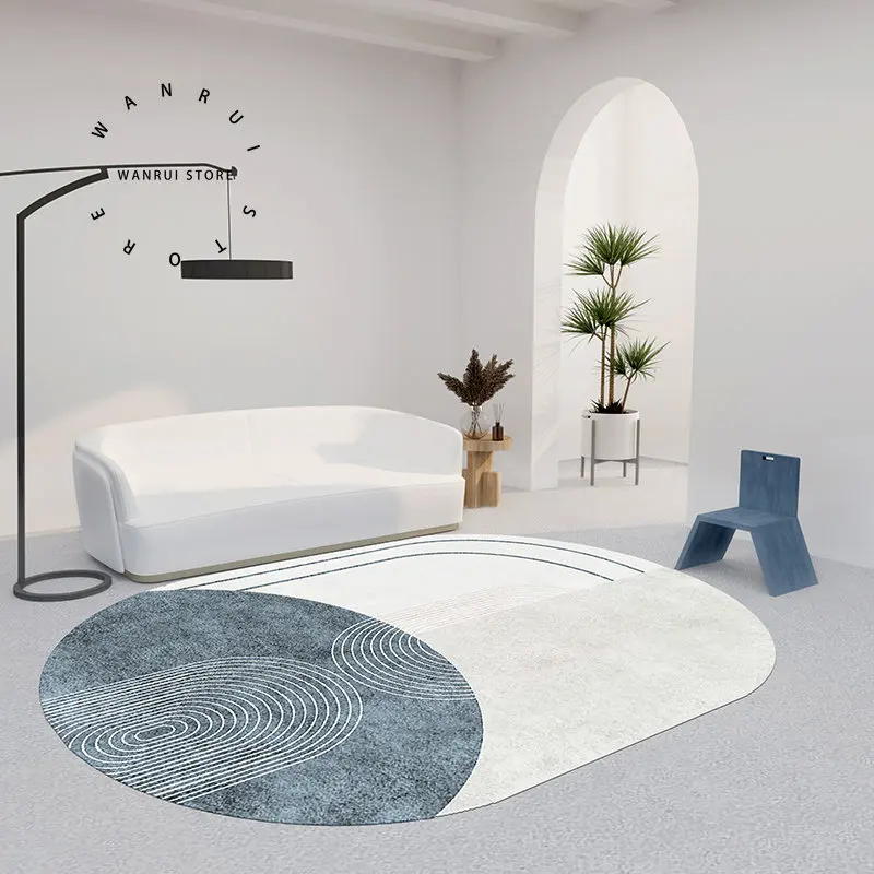 Oval Living Room Rugs Modern Art Design Large Area Nordic Minimalist Abstract Bedroom Decorative Carpets Non-slip Floor Mat