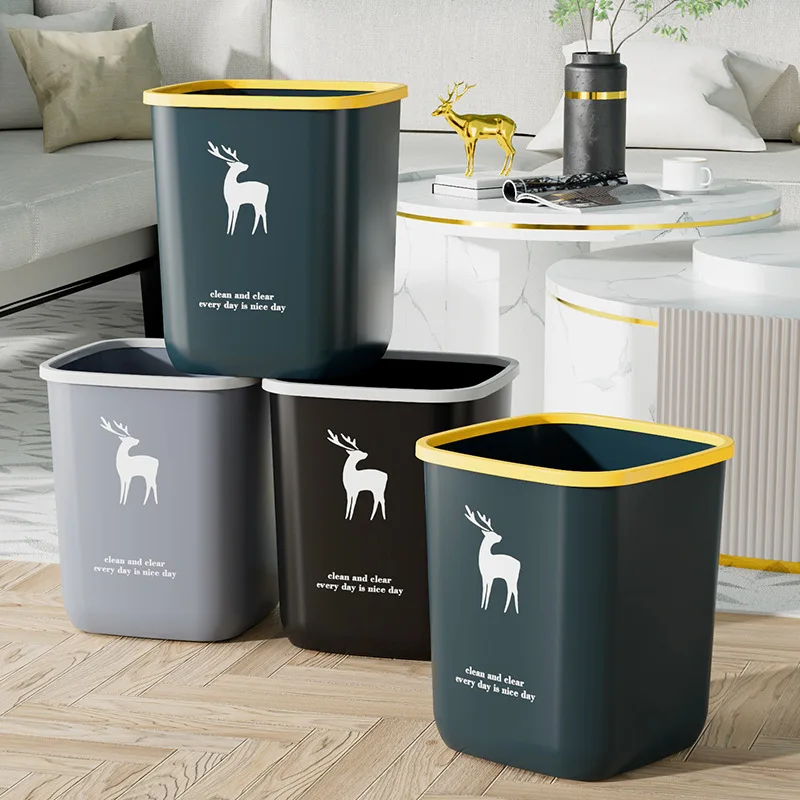 

Household large capacity paper basket, living room, kitchen, bathroom, large plastic thickened lidless trash can