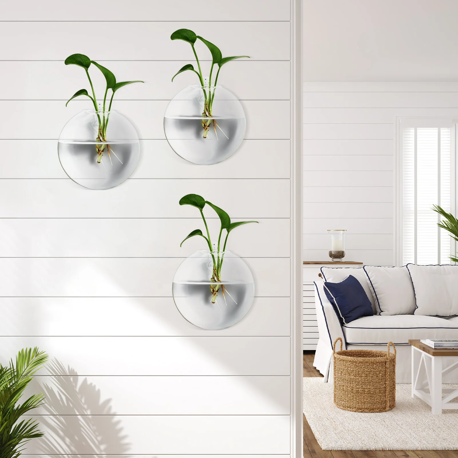 

Glass Flower Vase 4 Pack Flat Design Wall Hanging Planter for Living Room Bedroom Decor