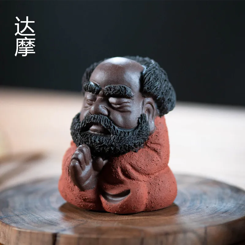 Zisha Tea Pet Bodhidharma Sculpture Zen Small Ornament Figure Tea Play Tea Ceremony Accessories Craft Cultivated Чаепитие