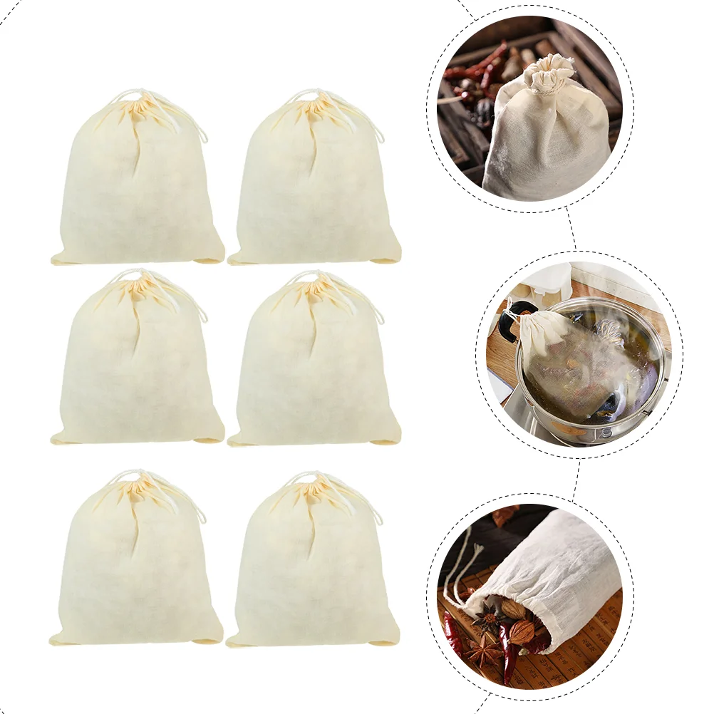 10 Pcs Drawstring Cotton Bag Baggies Strainer Bags Broth Decocting Dried Empty for Tea Medicine Filter Spice Soup