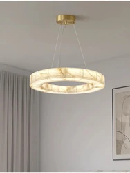 Creative 2026 Modern Round Marble Chandelier Lighting Luxury Led Home Appliance Stone Hanging Lamps for Living Room Lustres
