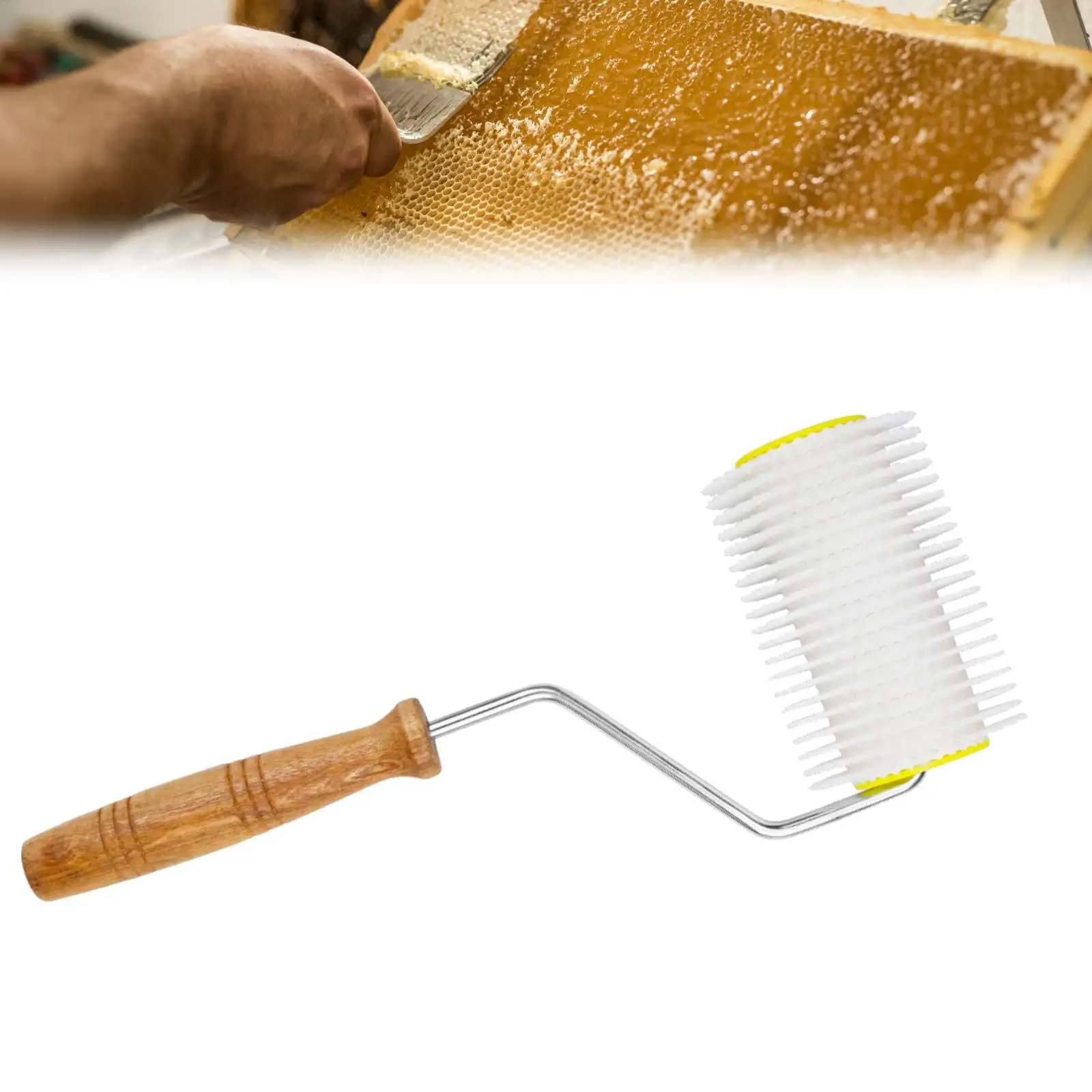 1 pcs Uncapping Roller Honey Uncapping Tool Wooden Handle Hive Uncapping Roller Propolis Collection Roller