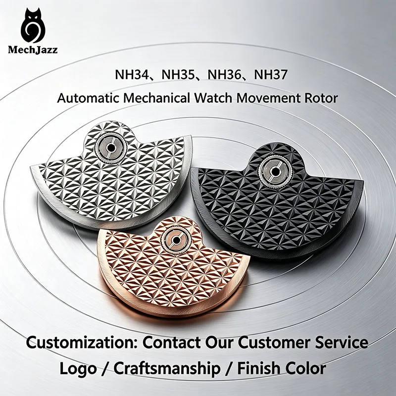 Mechanical Jazz 3D Diamond Pattern Engraved Oscillating Weight,Diamond Lattice Rotor,Modified Rotor for Seiko NH35/NH36 Movement