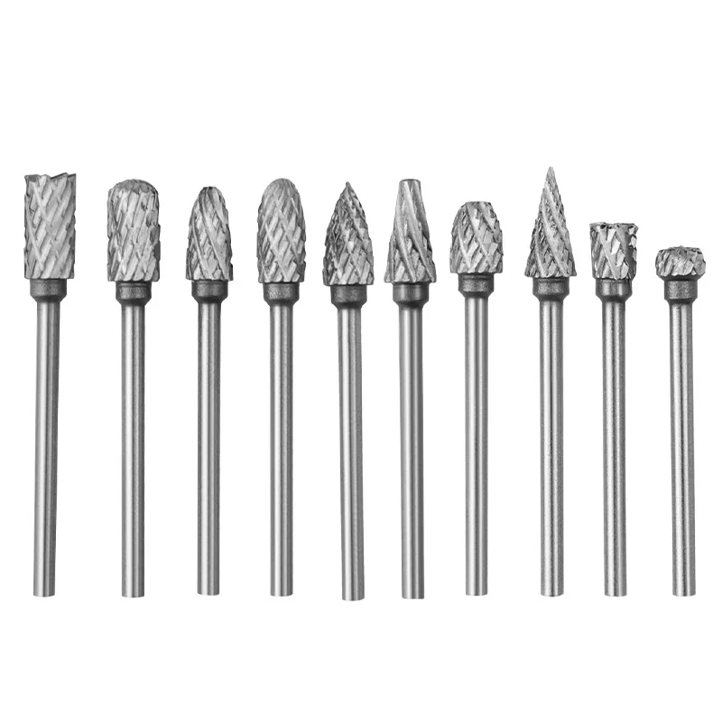 10PC Dubbele Groef Roterende Vijl Slijpen Polijsten Tool Metalen Braam Ruimen Gelegeerd Staal 3*6 voor Precisie werk