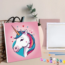 RUOPOTY Framed Diy Paint By Numbers Beginner Kits Cartoon Animals Unicorn Handicrafts Easy To Paint On Canvas For Diy Gift