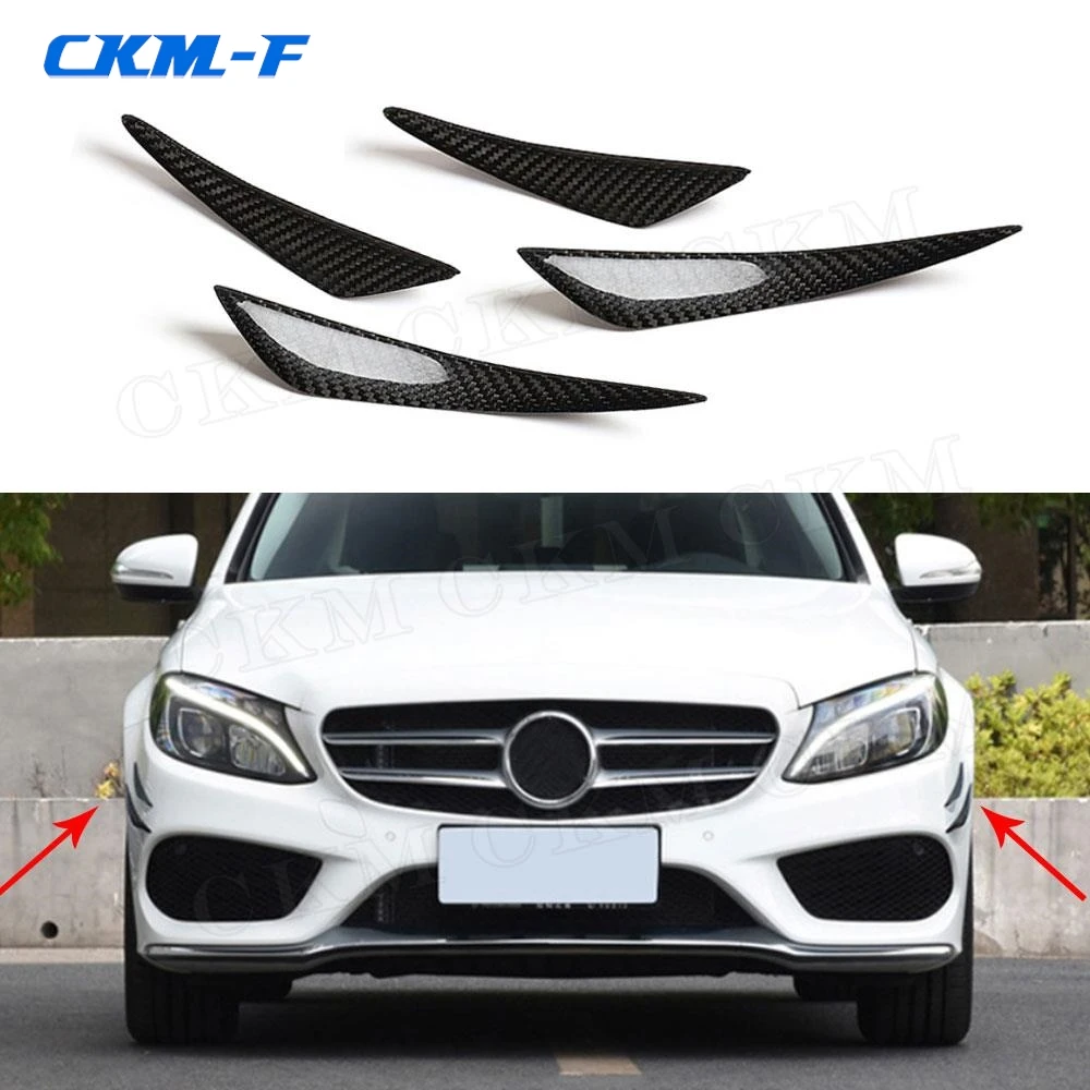 

Carbon Fiber Car Front Bumper Lip Spoiler Splitter Air Knife Canards Sticker for Benz A B C E S Class W205 W212 W218 C238